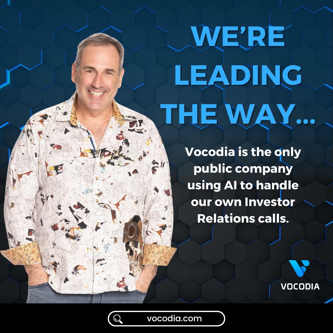 We’re Leading the Way! 🚀

After thorough research, we’re proud to share that #Vocodia ($VHAI) is the only public company using AI to handle our own investor relations calls— a groundbreaking first in the industry! Link in bio.
#VocodiaHoldings #ConversationalAI #HumanizedAI