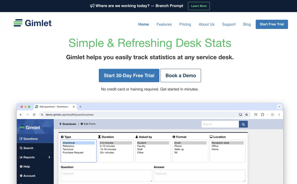 gimletapp's tweet photo. 🤔🗓️ // Curious about Gimlet? Now you can Book a Demo. 

In 30 minutes, we'll tell you everything you need to get up and running with the best library desk stats tool: https://t.co/8sIU35PUnt

#gimlet #libraries #desk #stats https://t.co/pD3hY54vxB