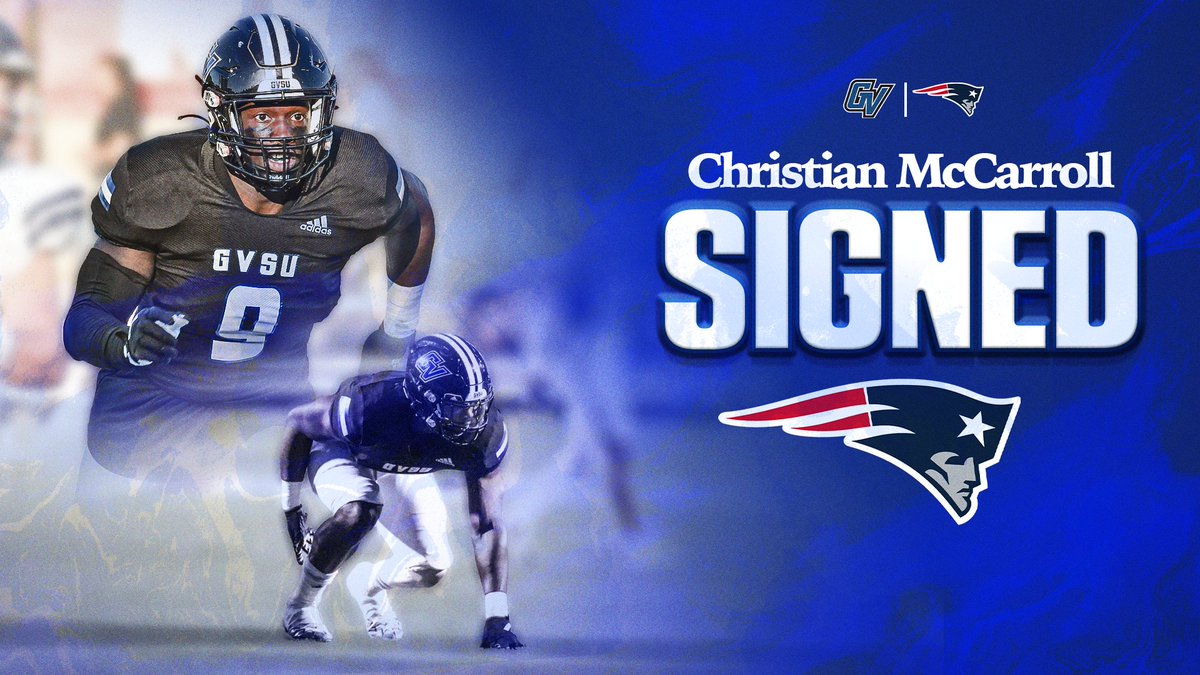 GVSU Football (@gvsufootball) on Twitter photo Congratulations to former GVSU great <a href="/ChrisMcCarroll9/">Chris McCarroll</a> on his signing with the <a href="/Patriots/">New England Patriots</a>. Another Laker playing at the highest level. #AnchorUp Congratulations to former GVSU great <a href="/ChrisMcCarroll9/">Chris McCarroll</a> on his signing with the <a href="/Patriots/">New England Patriots</a>. Another Laker playing at the highest level. #AnchorUp