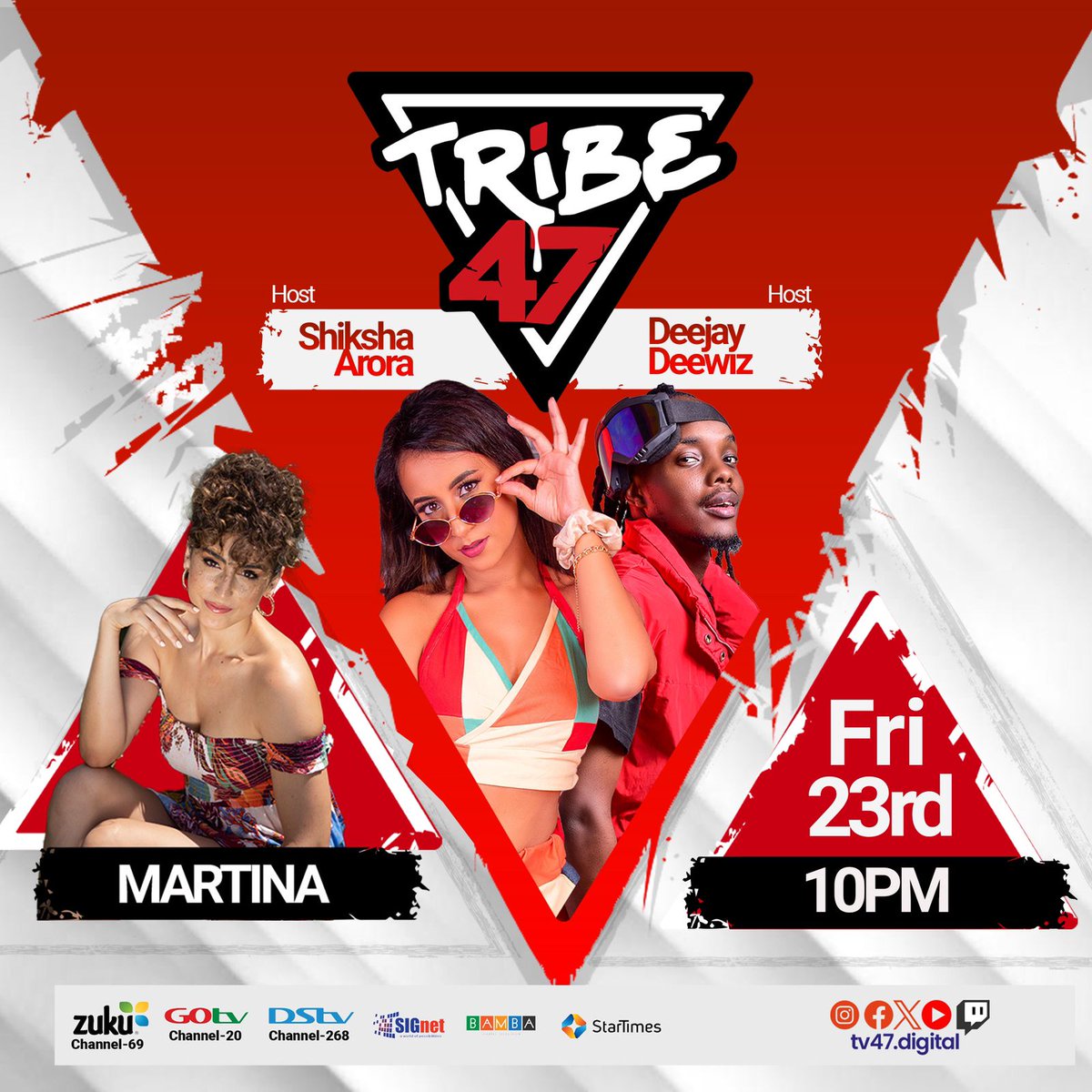 Tonight it's FAAAAAAAAIYAAAAAAH 🔥🔥🔥! On our A list tonight on #Tribe47 we have TikToker creator couple Klaus &amp; Nasieku, and girl on fire Martina Anglez. Shiksha on the mic and deejaydeewiz on the tables. Can you dance better than us Tonight? Show up! 

#Tribe47