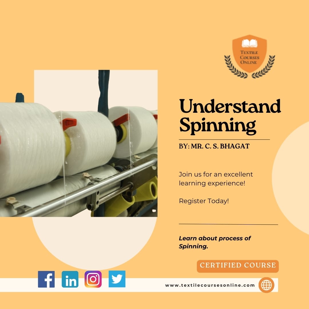TextileCourses's tweet photo. Understand Spinning" with Mr. C. S. BHAGAT! 🌟

Are you ready to unravel the intricacies of spinning in the textile industry? Dive into our latest course, "Understand Spinning," taught by the esteemed expert, Mr. C. S. BHAGAT!

👉 For more details visit: https://t.co/joPpJi7aN1 https://t.co/LM5PMvidX7