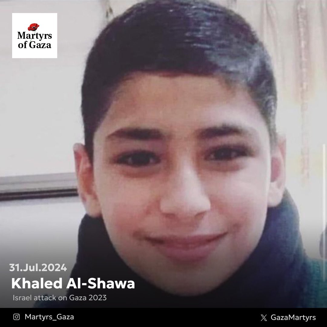 “I am the passerby who was martyred alongside journalist Ismail Al-Ghoul. Do you recognise me now? Did you hear my mother's crying’ My son is not an unknown martyr, my son's name is Khaled Saed Al-Shawa'? Or did you ignore her and go about your lives? Are you ready to listen to
