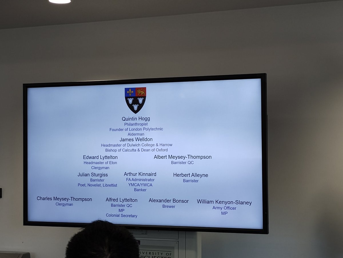 DrAlexJack1's tweet photo. @andykerrcarter offering an alternative take on the Eton side of the 1876 FA cup final by listing their later occupations, including a poet+librettist
#BSSH https://t.co/xlphpAScLc