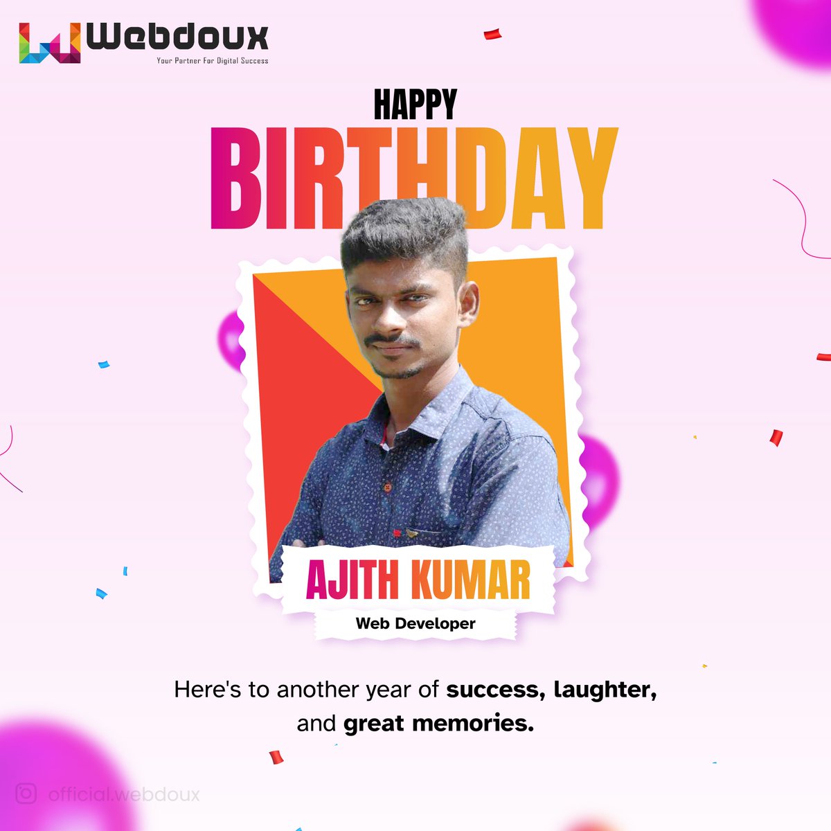 Webdoux's tweet image. May your birthday be the start of a year filled with good luck, good health, and much happiness.🎂💫
#WebDevPro #WebCrafter #webArtisan #WebdouxNinjas #WebCraftsman #Webdoux #EmployeeBirthday #Celebration #Birthday #HappyBirthday #developer #website #WebWizard