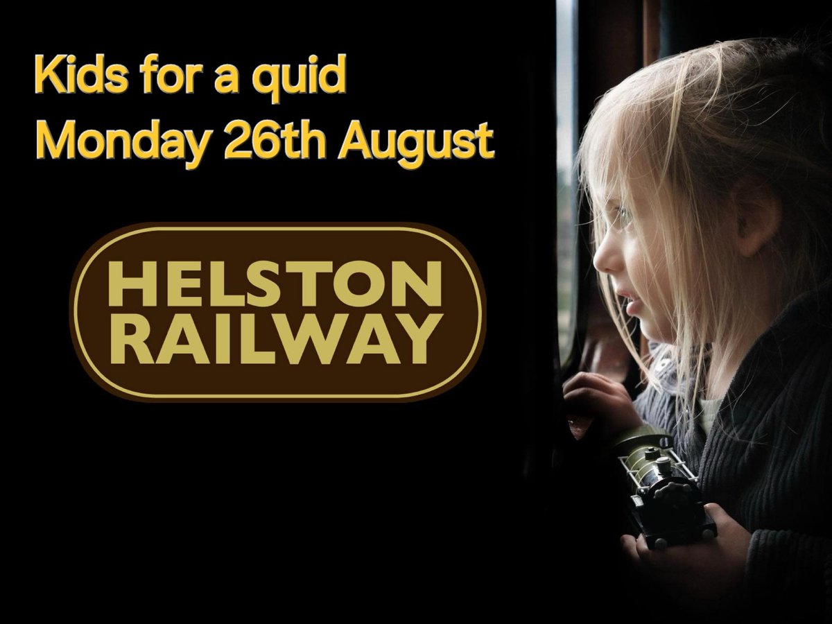We have decided to run our ' Kids for a quid ' on Bank Holiday Monday 26th August. Come along and enjoy the sights and sounds of our steam engine.