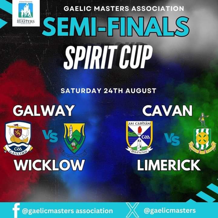 Cavan Gaelic Masters (@cavangaelic) on Twitter photo Gaelic Masters Association Spirit Cup Semi Final tomorrow has paired up Cavan and Limerick.
Looking forward to whats expected to be a tough game against the Treaty Men.
Throw in tomorrow at 3pm in Padraig Pearse GAA in Ballinasloe.
<a href="/LimerickGaelic/">Limerick Gaelic Masters</a> <a href="/GaelicMasters/">Gaelic Masters Association</a> Gaelic Masters Association Spirit Cup Semi Final tomorrow has paired up Cavan and Limerick.
Looking forward to whats expected to be a tough game against the Treaty Men.
Throw in tomorrow at 3pm in Padraig Pearse GAA in Ballinasloe.
<a href="/LimerickGaelic/">Limerick Gaelic Masters</a> <a href="/GaelicMasters/">Gaelic Masters Association</a>