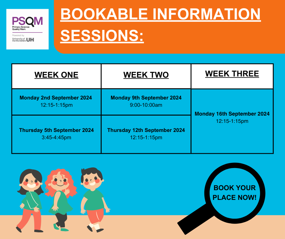 Interested in PSQM? Or unsure how PSQM can transform the quality of science education in your school? 🔍
Book a place on one of our information sessions listed below and let us explain how PSQM can benefit and positively impact your leadership! 🌟
shorturl.at/1HZej