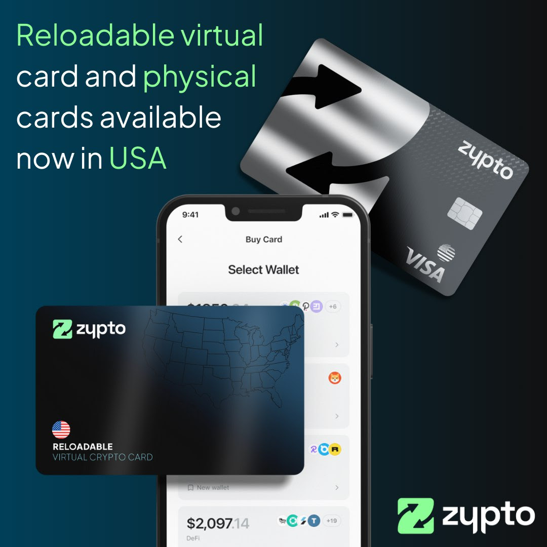 BestCryptoCard's tweet image. $Zypto offers both virtual and and physical reloadable crypto cards. Now Available in the USA! 🇺🇸

👉 zypto.com/blog/zypto-new…

Use globally, reload instantly. 
#ProCrypto #BeDefiant