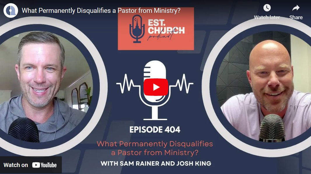 Are there offenses that permanently disqualify a pastor from ministry? <a href="/JoWiKi/">Josh King</a> and I cover this controversial question. We discuss the recent rise in scandals and whether or not a fallen pastor should return to ministry. churchanswers.com/podcasts/est-c…
