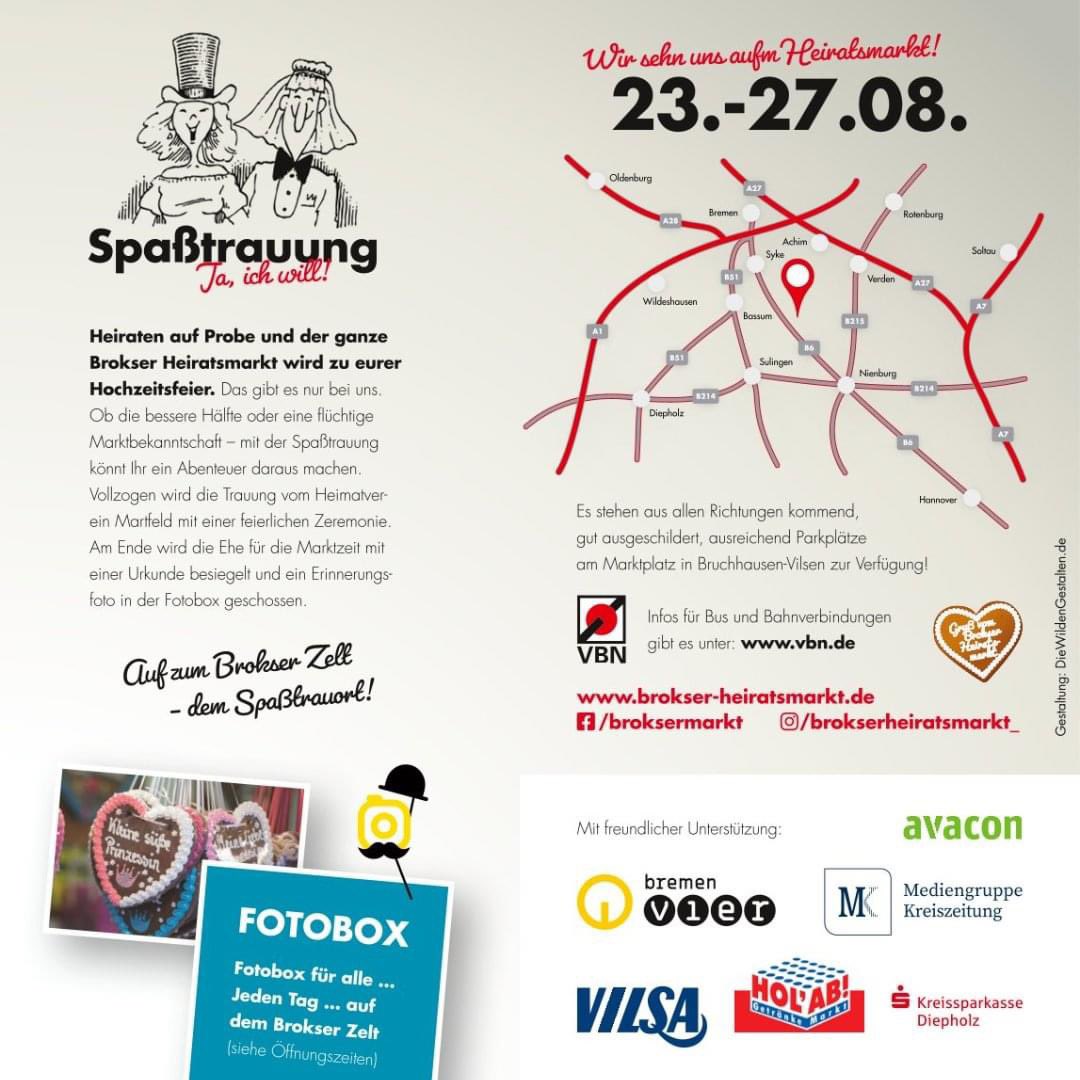 Am Wochenende wird wieder geheiratet und gefeiert 💒🎊 Auf zum Brokser Heiratsmarkt in #BruchhausenVilsen