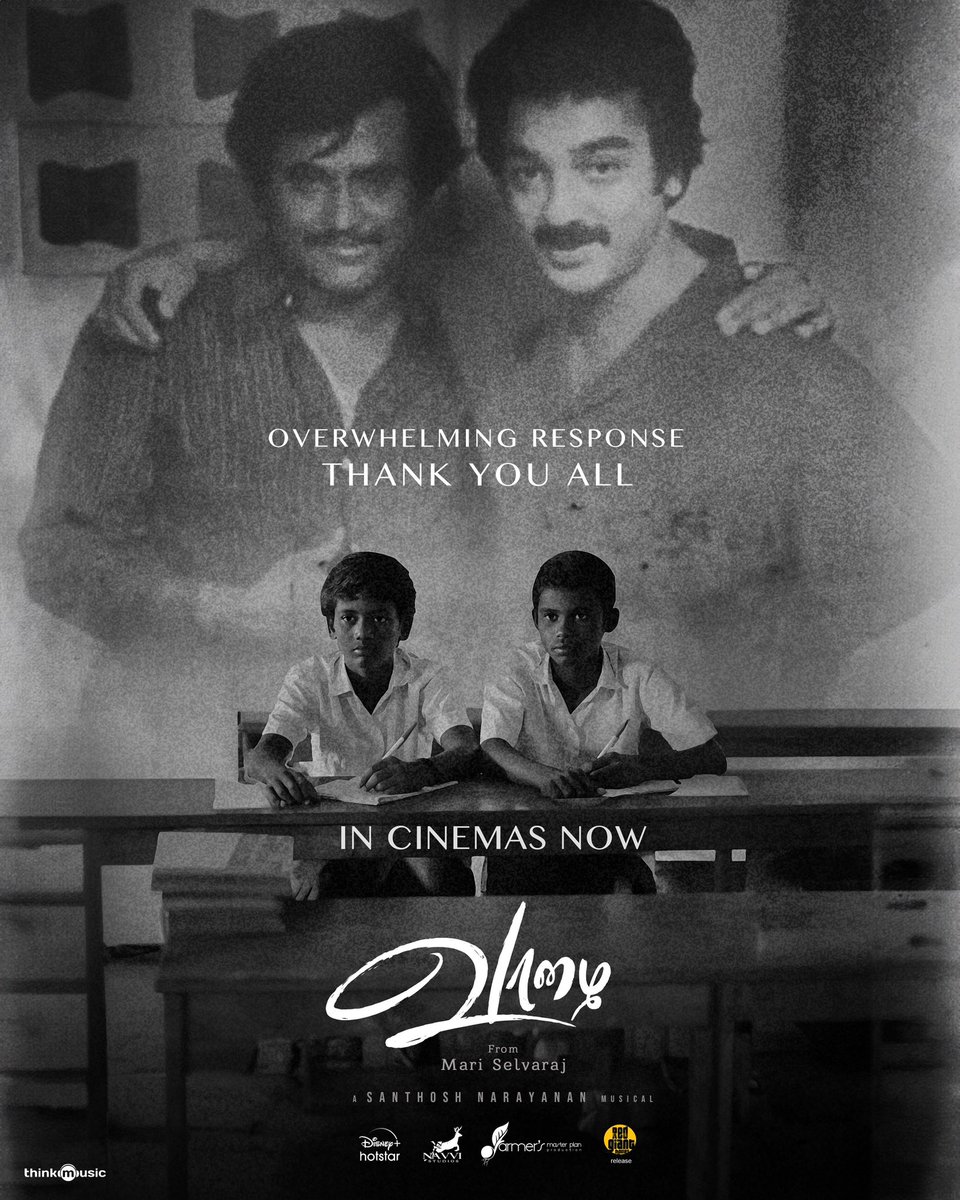 Mari Selvaraj (@mari_selvaraj) on Twitter photo #Vaazhai is breaking Boundaries and going Limitless!! Thank you for all your love!!
Book your tickets Now!!
#VaazhaifromToday 🎉✨
<a href="/Music_Santhosh/">Santhosh Narayanan</a> @ayngaran_offl <a href="/navvistudios/">Navvi Studios</a>
@disneyplusHSTam
<a href="/RedGiantMovies_/">Red Giant Movies</a> <a href="/thinkmusicindia/">Think Music</a> @Fmpp_Films <a href="/thenieswar/">Thenieswar</a> <a href="/KalaiActor/">Kalaiyarasan</a> #Vaazhai is breaking Boundaries and going Limitless!! Thank you for all your love!!
Book your tickets Now!!
#VaazhaifromToday 🎉✨
<a href="/Music_Santhosh/">Santhosh Narayanan</a> @ayngaran_offl <a href="/navvistudios/">Navvi Studios</a>
@disneyplusHSTam
<a href="/RedGiantMovies_/">Red Giant Movies</a> <a href="/thinkmusicindia/">Think Music</a> @Fmpp_Films <a href="/thenieswar/">Thenieswar</a> <a href="/KalaiActor/">Kalaiyarasan</a>