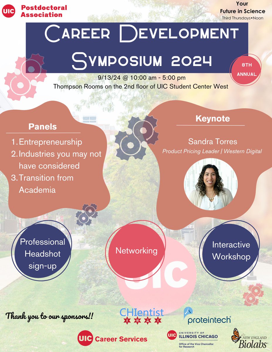 UICPostdoc's tweet image. Save the Date!
Our annual Career Development Symposium will take place September 13, 2024! This is an excellent opportunity to learn about the many career options available to PhD holders, as well as other professional development opportunities throughout the day. Don't miss it!