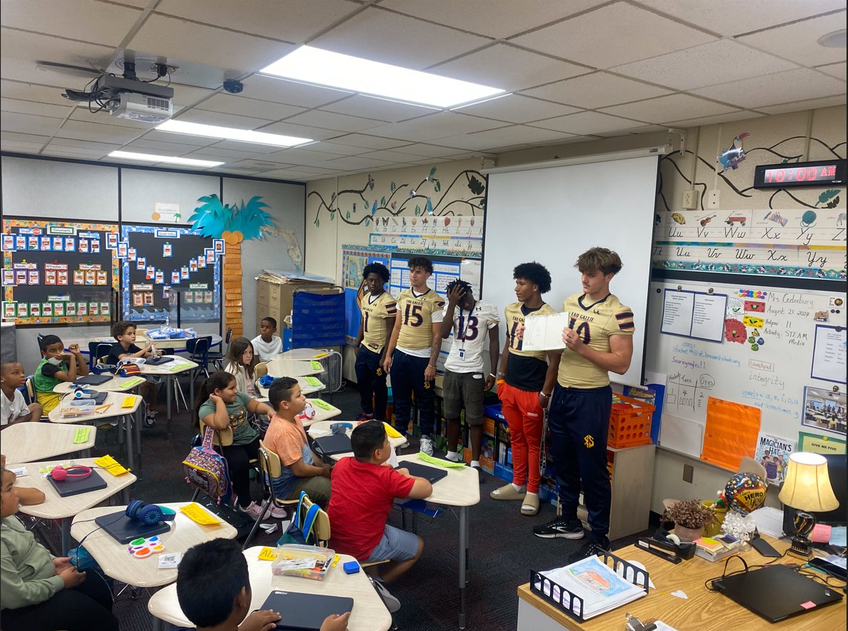 Some of our football players took time out of their day to visit Creel Elementary and participated in reading activities with their students. #anchordown
