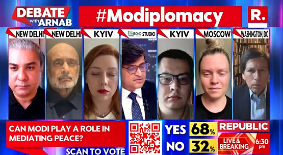 republic's tweet image. #Modiplomacy | India has been one of the uniquely positioned countries in this respect since day one. Even when PM Modi came to Moscow, the first thing that came out in Washington was that we hope that PM can transfer the message of peace: Tatiana Kukhareva, Sr Journalist 

Watch
