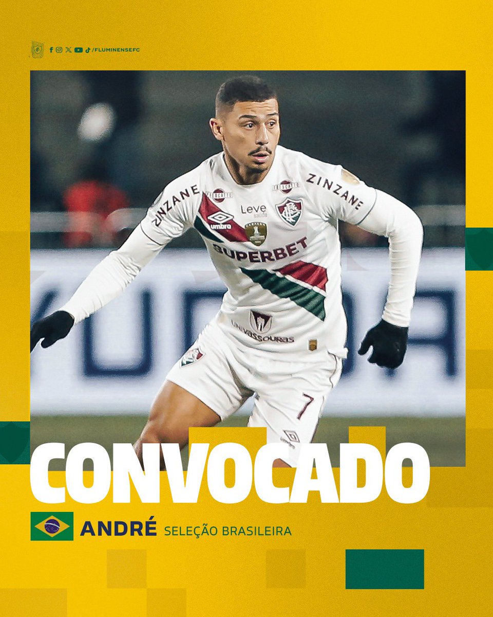 FluminenseFC's tweet photo. É SELEÇÃO DE NOVO! O volante André, mais uma vez, foi convocado para a seleção brasileira e vai disputar as próximas duas rodadas das eliminatórias sul-americanas!

Parabéns, #MlkDeXerém! https://t.co/8vNNvc1XCm