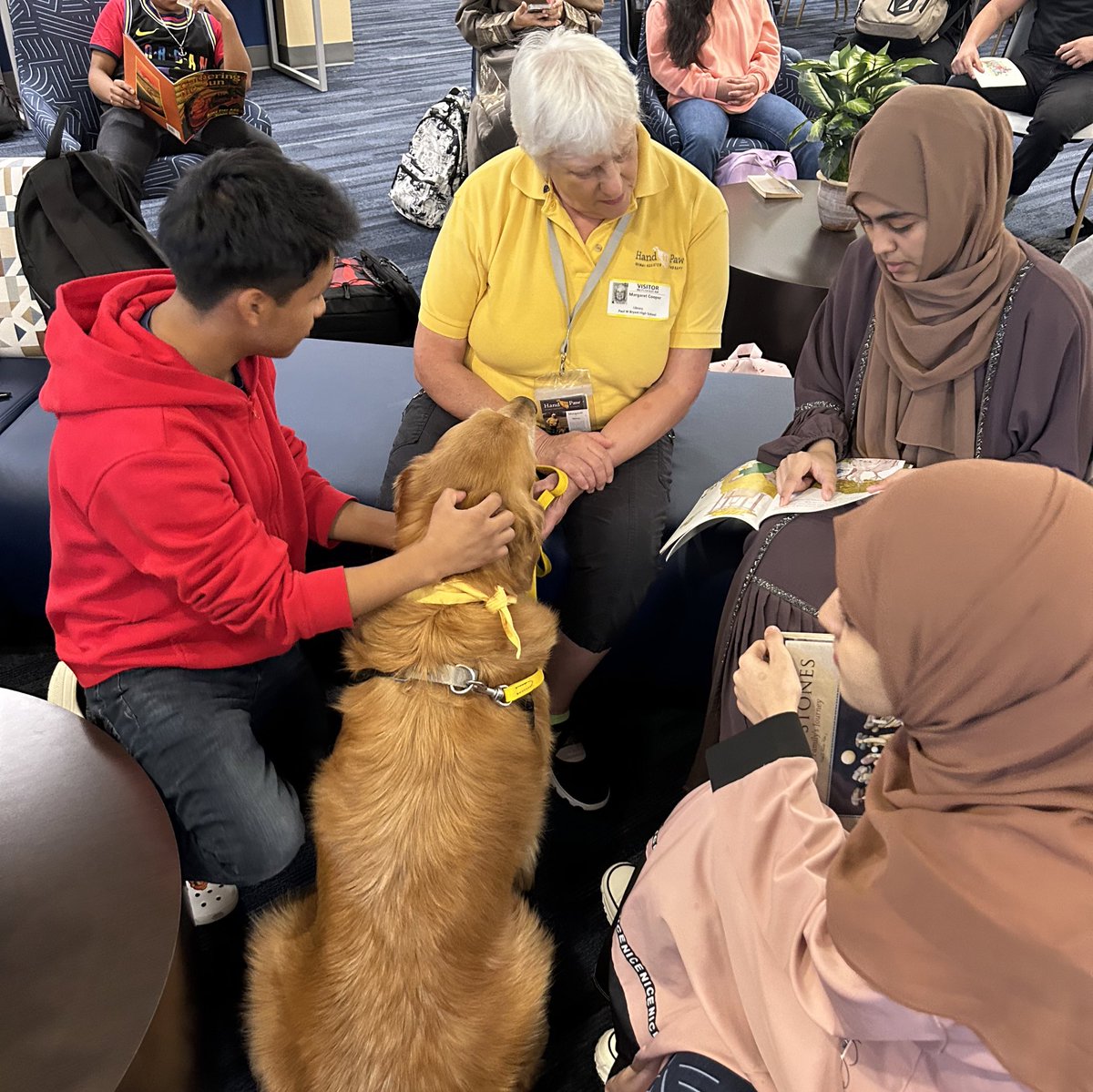 Callie Corley (@clasesconcallie) on Twitter photo Dogs make reading even more fun!!
Thanks so much to <a href="/HandinPawAL/">Hand in Paw</a> for visiting our English class yesterday, and to our wonderful librarians <a href="/MrsD_MLIS/">Shelley Dorrill</a> & <a href="/MsRussell_MLIS/">Hillary Russell</a> for making this happen!
<a href="/BryantStampede/">Paul W. Bryant High School</a> <a href="/TCSBoardofEd/">TπS Board of Ed</a> #OneStampede Dogs make reading even more fun!!
Thanks so much to <a href="/HandinPawAL/">Hand in Paw</a> for visiting our English class yesterday, and to our wonderful librarians <a href="/MrsD_MLIS/">Shelley Dorrill</a> & <a href="/MsRussell_MLIS/">Hillary Russell</a> for making this happen!
<a href="/BryantStampede/">Paul W. Bryant High School</a> <a href="/TCSBoardofEd/">TπS Board of Ed</a> #OneStampede