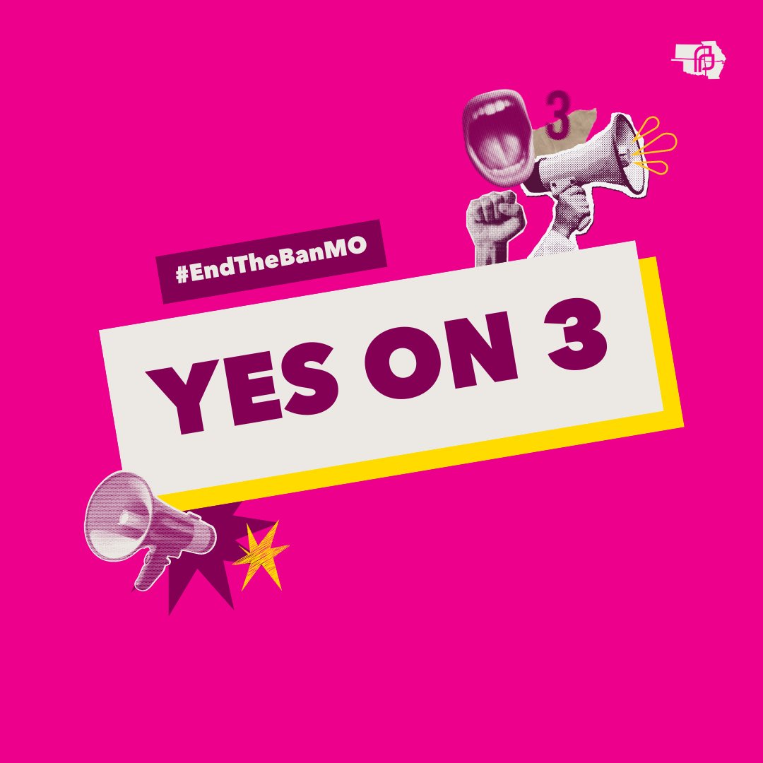PPGPVotes's tweet photo. Tell your friends: VOTE YES on Amendment 3 this November 5 to #EndTheBanMO! With your help, we will end the abortion ban and establish access to abortion care in Missouri. Get involved and make your voice heard—visit the link to learn more: https://t.co/QfekWIKxYk https://t.co/g0mnOuAuJn