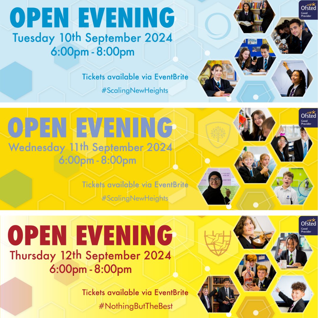 We look forward to welcoming prospective parents and carers to our Open Evening events in September <a href="/Ninestiles/">Ninestiles, an Academy</a> <a href="/LyndonSchool/">Lyndon School</a> <a href="/cockshuthillSch/">Cockshut Hill School</a> Further information to book via Eventbrite is available on our academy websites. #ScalingNewHeights