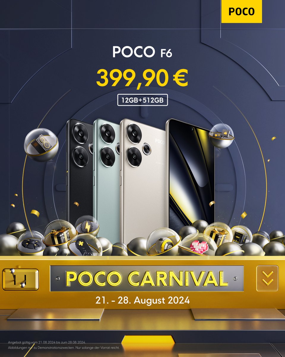 PocoDeutschland's tweet photo. Sichere dir heute große Einsparungen beim Kauf deines #POCOF6!
🟤Angetrieben vom revolutionären Snapdragon® 8s Gen 3 bietet dir das #POCOF6 alles, was du für das beste Gaming-Erlebnis brauchst.
#POCOCarnival #AchtungFertigSparen #ReadySetWin https://t.co/OvTe2SDeOb