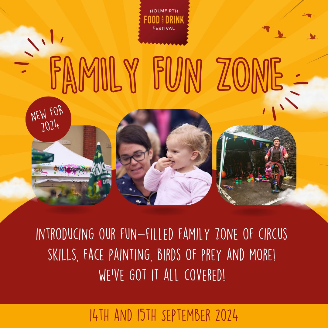 ⭐ NEW FOR 2024! ⭐

Introducing our fun-filled family zone of circus skills, face painting, birds of prey and more!
we’ve got it all covered!

📌 Family Fun Zone
🗓️ 14th &amp; 15th September

More info via the link in bio.

#HolmfirthFood #HolmfirthFoodFest #HolmfirthFoodFestival