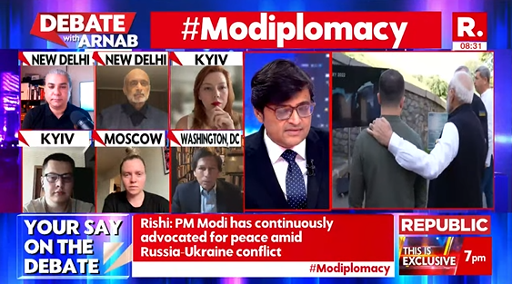 republic's tweet image. #Modiplomacy | India is in a unique position to act as a bridge between East and West if both desire. After visiting Kyiv post his Moscow visit, PM Modi told the world, "I'm willing my good offices to mediate in this conflict:" Abhijit Chavda (@AbhijitChavda) Geopolitical Analyst