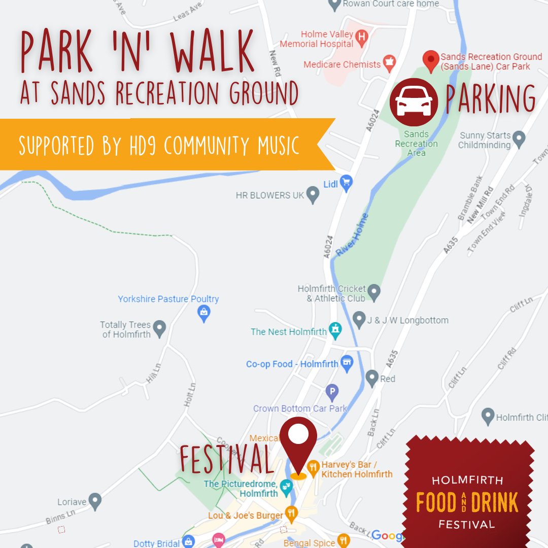 FESTIVAL PARKING 🚘

Our Park and Walk located at the Sands Recreation Ground (HD9 3TP) is the best place to guarantee a parking space over the event weekend and is only a 5-minute walk from the festival! 👣

#HolmfirthFood #HolmfirthFoodFest #HolmfirthFoodFestival #Holmfirth
