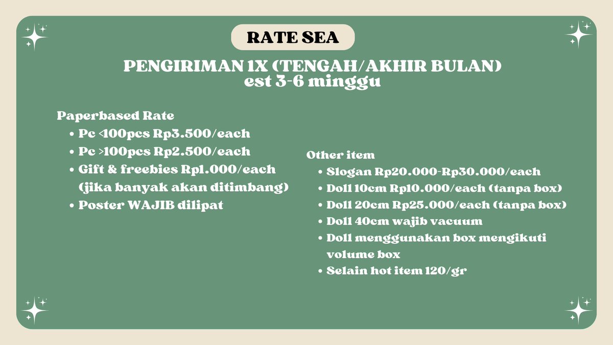 wh_jillyjen's tweet photo. 📦 WAREHOUSE CHINA JILLYJEN 📦

Open jasa wh China to Indonesia
🇨🇳 Zhejiang -> 🇲🇨 Karawang

– Pengiriman via ems (udara) dan sea (laut) cargo
– Grup wh di LINE
– Settlement pengiriman lokal INA via oren

☆ Details fee, rate, t&amp;c on picts
☆ Contact us if you have any inquiries https://t.co/maqqDZleWX