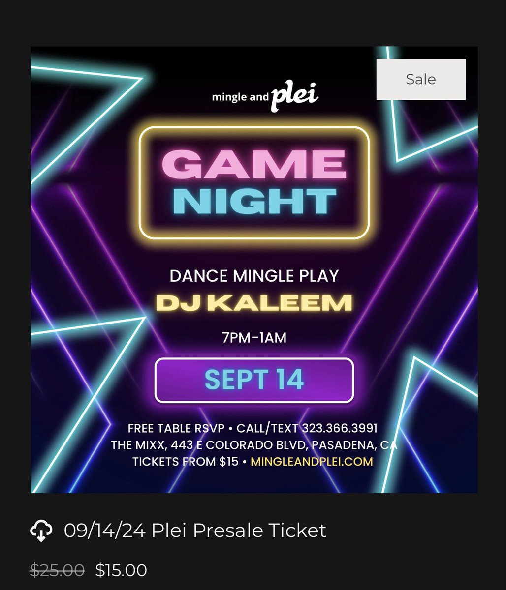 If you can’t make it to see me at the Love In Books signing in Pasadena next month…Come party with me at Mingle &amp; Plei after. Presale tickets are now available…

mingleandplei.com
IG: <a href="/MingleAndPlei/">Plei</a>