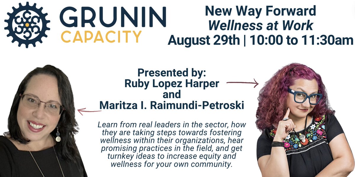 Don't miss the final New Way Forward event, Wellness at Work. Learn from leaders in the sector, how they are taking steps to foster wellness, hear promising practices in the field, &amp; get turnkey ideas to increase equity &amp; wellness for your own community.
hubs.li/Q02MmQxG0