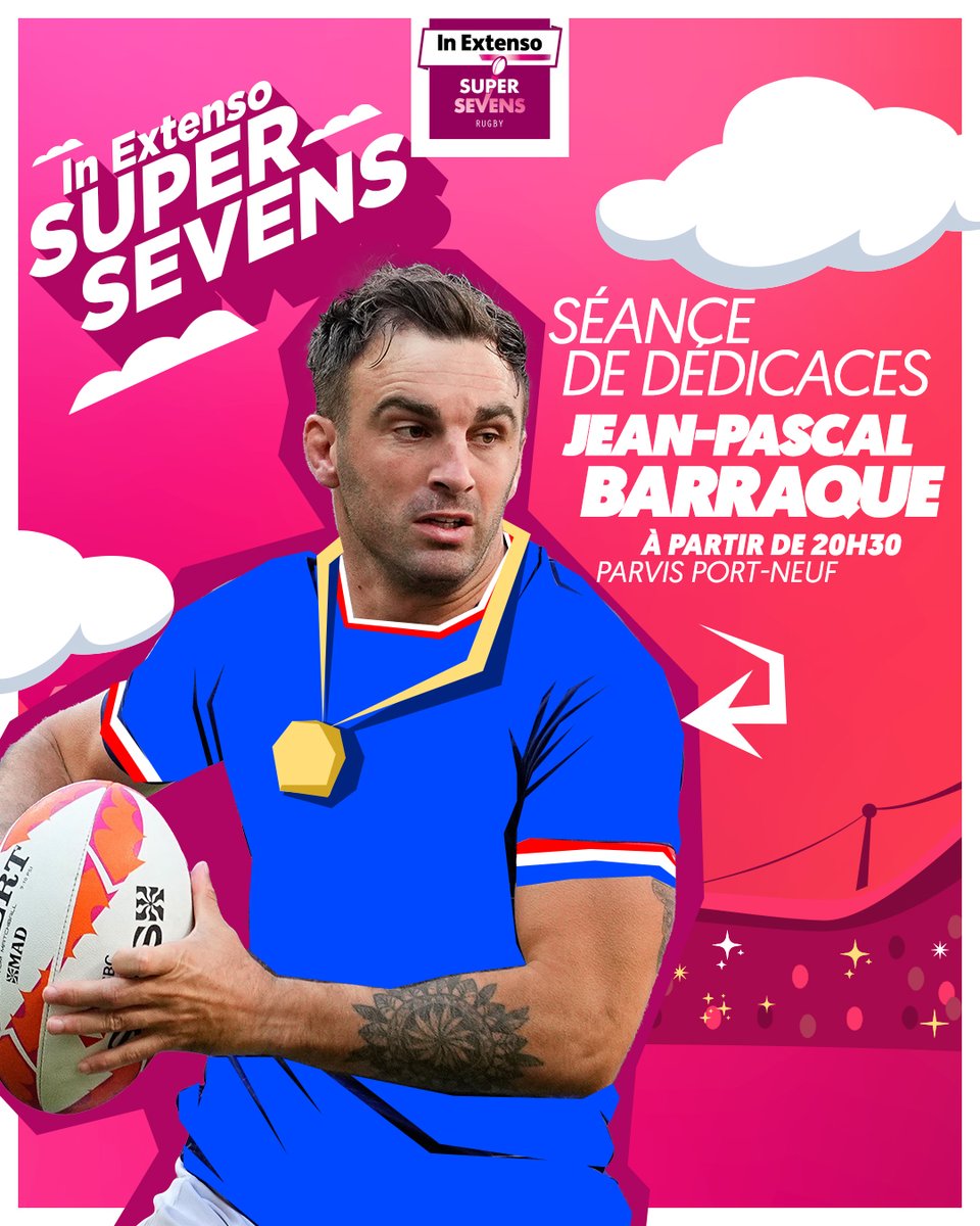 IN EXTENSO SUPERSEVENS Rugby (@supersevens) on Twitter photo La 2ème étape de l’ #InExtensoSupersevens à La Rochelle sera marquée par la présence de <a href="/jpbarraque/">Jean-Pascal Barraque - OLY</a> , champion olympique de rugby 7 ! 🥇
Venez à sa rencontre pour une séance de dédicaces demain dès 20h30 🤩
Billetterie toujours ouverte 👉 billetterie.lnr.fr/fr/IN_EXTENSO_… La 2ème étape de l’ #InExtensoSupersevens à La Rochelle sera marquée par la présence de <a href="/jpbarraque/">Jean-Pascal Barraque - OLY</a> , champion olympique de rugby 7 ! 🥇
Venez à sa rencontre pour une séance de dédicaces demain dès 20h30 🤩
Billetterie toujours ouverte 👉 billetterie.lnr.fr/fr/IN_EXTENSO_…