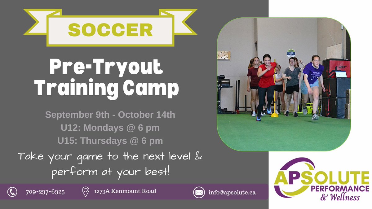 Do you need the strength to kick the other tryout candidates to the curb?
Registration for our Soccer Pre-Tryout Camp is now open!
Visit: apsolute.ca/?ff_landing=85