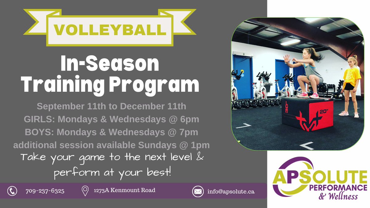 Ready to dominate the court this season??
The APS Strength &amp; Conditioning Volleyball Program is open for registration! This one sells out- don't wait too long to register!
Visit:  apsolute.ca/?ff_landing=84