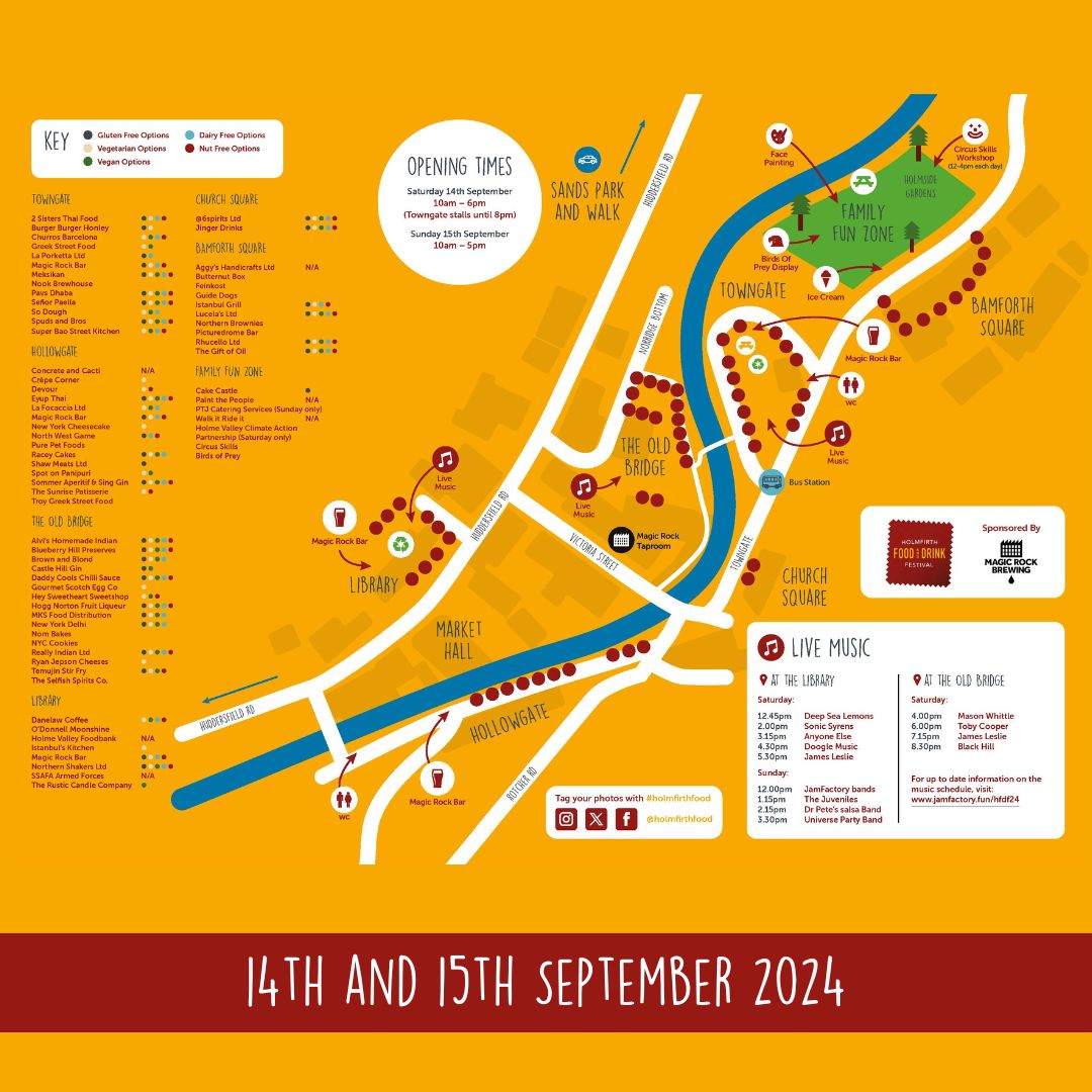 🍕🍺 Start planning your visit to Holmfirth Food &amp; Drink Festival with our 2024 Festival Map 🥂🥙

📆 14th and 15th September 2024

#HolmfirthFood #HolmfirthFoodFest #HolmfirthFoodFestival #HolmfirthEvents #Holmfirth #FoodFestival #BeerFestival #Yorkshire #VisitHolmfirth