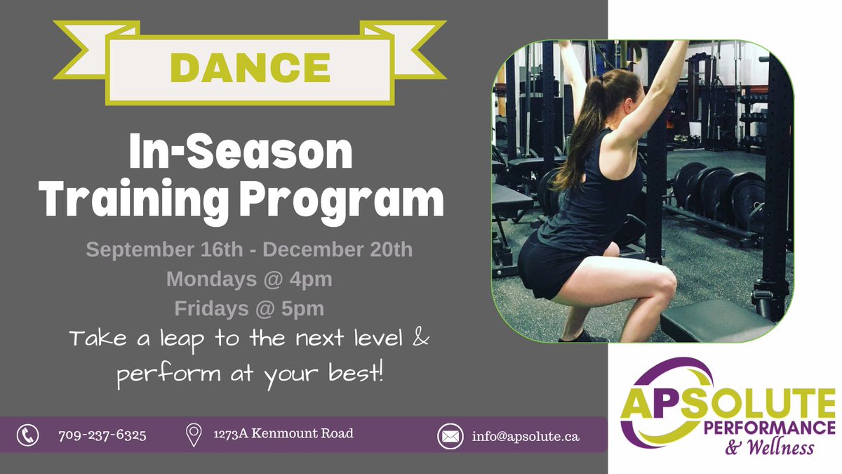 NEW PROGRAM ALERT
APSolute Performance &amp; Wellness has a hidden passion for artistic sports, and is FINALLY offering an In-Season Dance Program!
Once a week from September - December for 3 payments of $109.90