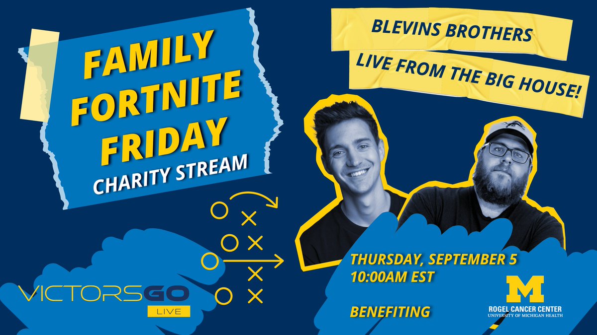 Ninja (@ninja) on Twitter photo I'm HYPED to announce a special Family Fortnite Friday stream with my brother @beardedblevins, live from the Big House on THURSDAY, September 5!! We’re teaming up to raise money for cutting-edge cancer research at <a href="/umichmedicine/">Michigan Medicine</a> and @umrogelcancer.
If you want to donate now I'm HYPED to announce a special Family Fortnite Friday stream with my brother @beardedblevins, live from the Big House on THURSDAY, September 5!! We’re teaming up to raise money for cutting-edge cancer research at <a href="/umichmedicine/">Michigan Medicine</a> and @umrogelcancer.
If you want to donate now