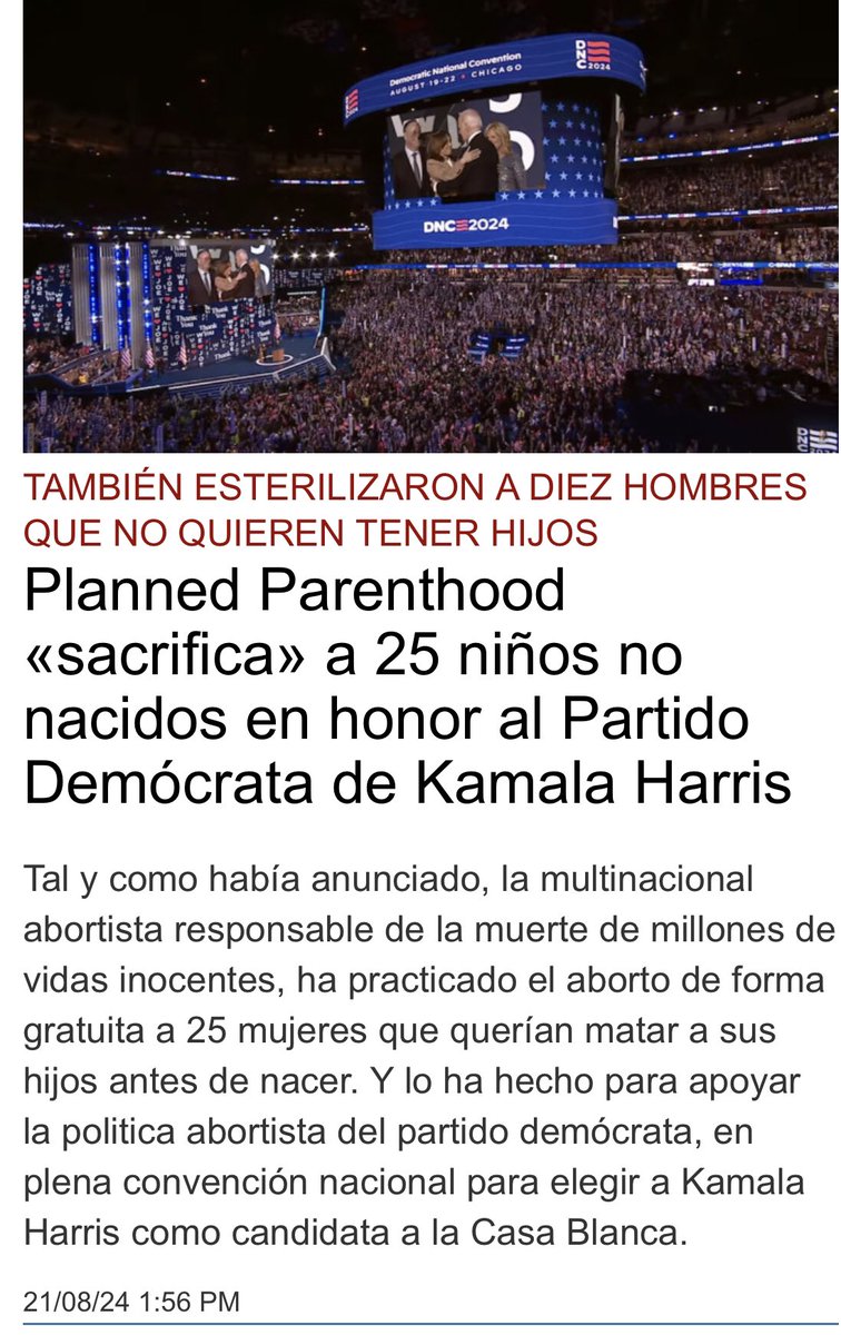 f_secin's tweet photo. Mientras Kennedy se une a @realDonaldTrump para salvar #USA dando vida y Flia, @ippf sacrifica sobre el altar del Partido Demócrata a 25 bebés inocentes en Abortos gratuitos y esteriliza al menos 10 varones gratis durante su Convención en #Chicago @EWTN 
👉🏻https://t.co/niukDqQG6Q https://t.co/STtCDb4xLL