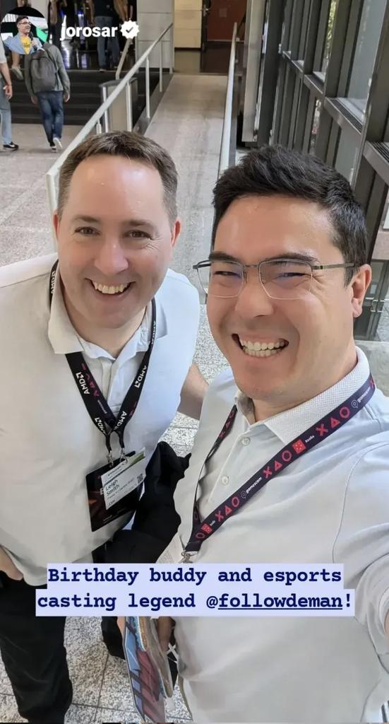 Great to run into @JoRoSaR just as I was leaving Gamescom.  We share a birthday and passion for esports even after all these years.

Happy birthday next week John 🎉🥳