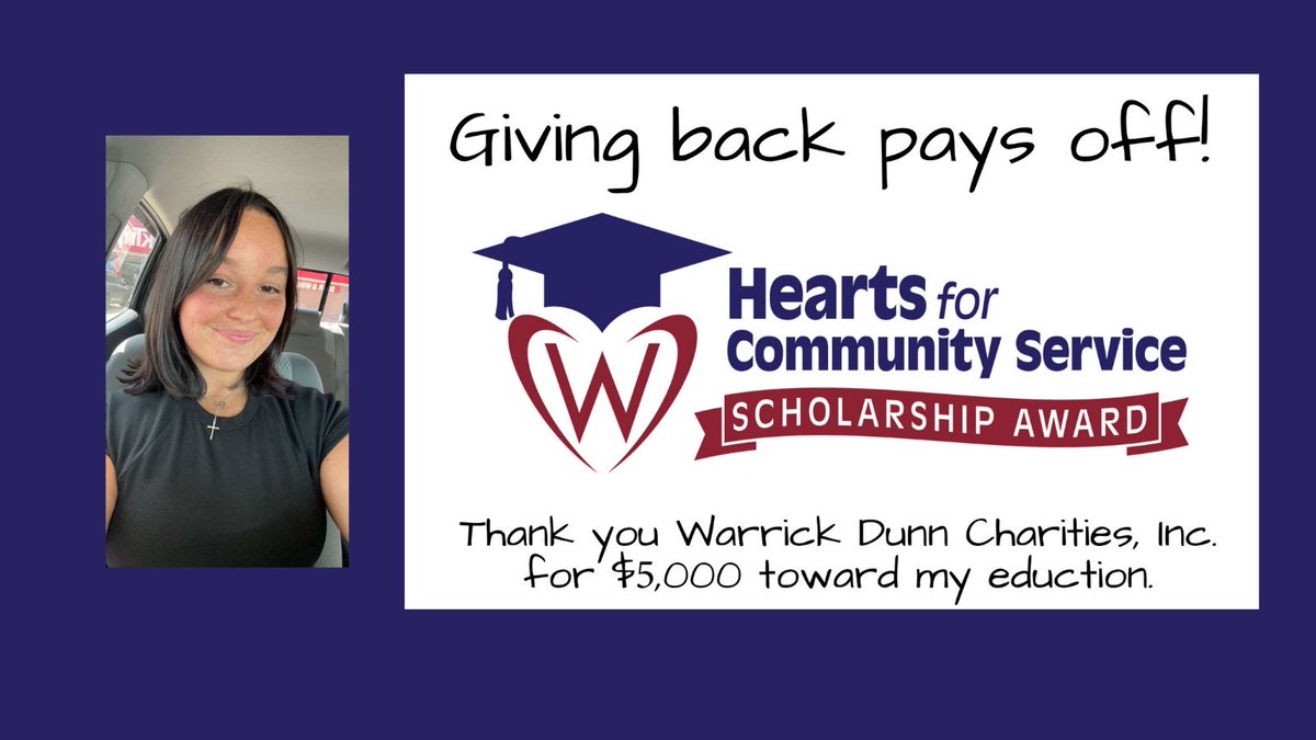 Honored to be selected by ⁦<a href="/WarrickDunn/">Warrick Dunn</a>⁩ and his team from <a href="/WDCharities/">WarrickDunnCharities</a> for the Hearts for Community Service Scholarship. I’m excited about being impactful in the #ATL! Thank you Mr. Dunn for all that you do - let’s go to work! #WDCH4CS