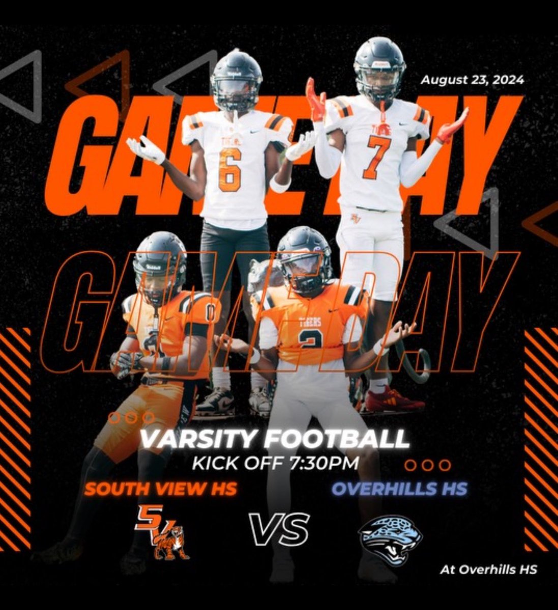 Varsity Football 🏈 kicks off the season at Overhills HS. Be there tonight 7:30pm! 🐅
