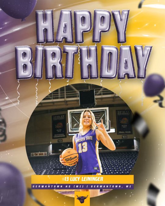 Wishing a very Happy Birthday to freshman Lucy Leininger🎉🎉 Enjoy your day and welcome to Mankato! 🥳🎉 #MavFam