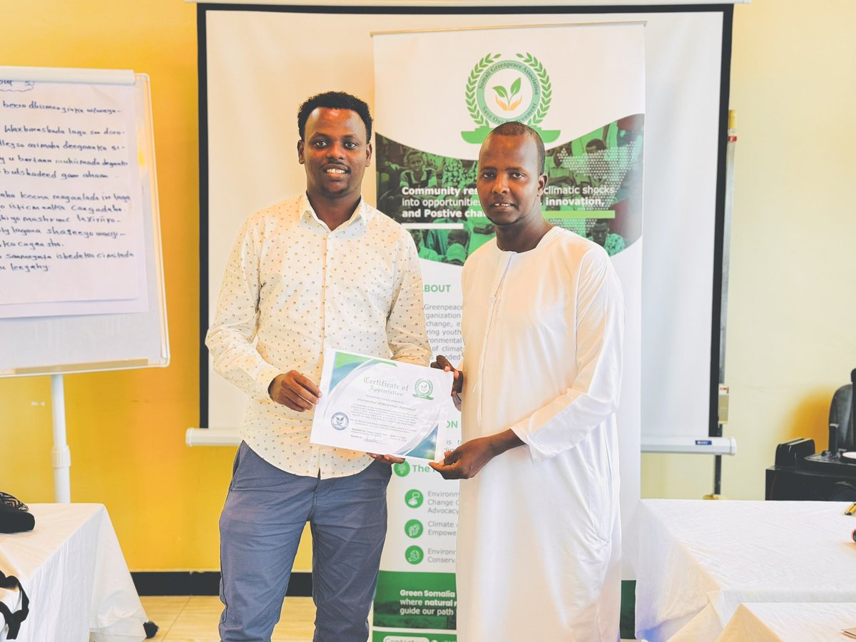 Deeply honored to receive a Certificate of Appreciation- <a href="/SOGPA2/">Somali Greenpeace Association</a>. Serving as Communication Director 2022-2024 has been a privilege, &amp; I'm immensely proud of our strides in environmental sustainability. Heartfelt thanks to the team for their dedication to our mission. Best wishes.