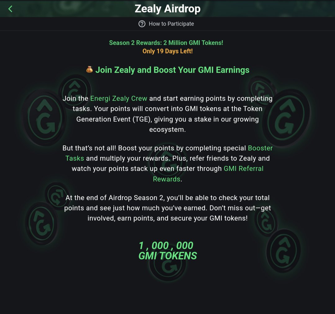 1 Million $GMI tokens up for grabs 🙌 through our Zealy community. Join here to claim your's 
airdrop.gonnamakeit.com/s2/zealy-airdr…