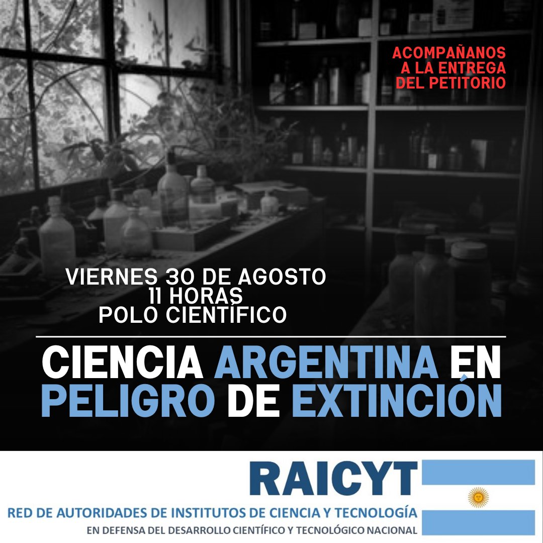 FRENEMOS LA DESTRUCCIÓN DEL SISTEMA CIENTÍFICO Y TECNOLÓGICO: EL MOMENTO ES AHORA

Asistimos a un proceso de ajuste y destrucción de nuestras capacidades científicas que debemos revertir.

Un país jamás tendrá un futuro promisorio sin Ciencia y Tecnología.

#CienciaEnPeligro