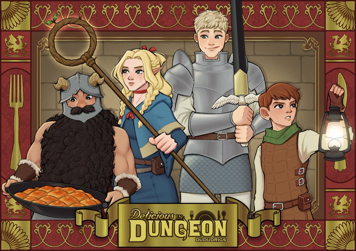 Fanarts que ficariam ótimas em um pano de prato 🙏

Delicious in Dungeon / Dungeon Meshi 🍽✨️