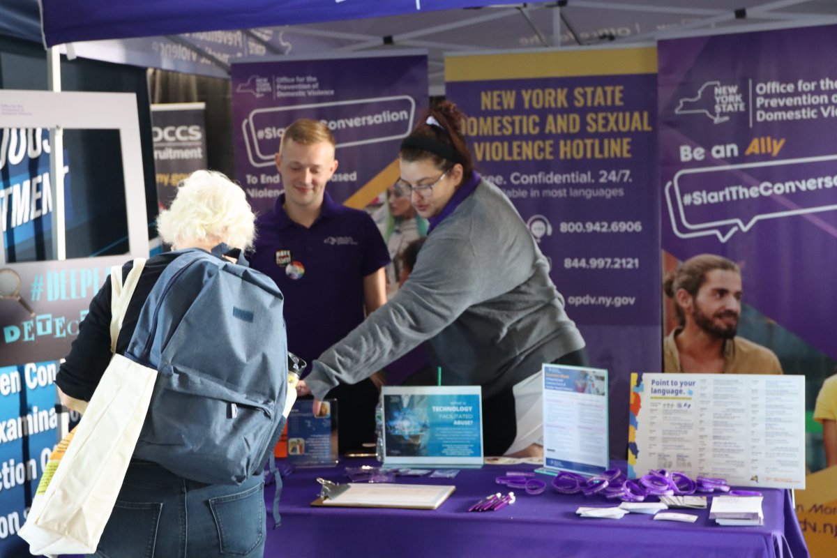 NYSOPDV's tweet photo. It’s Pride Day at the @NYSFair! Come visit us in the Science &amp; Industry building to learn more about how the LGBTQ+ community is impacted by #TechFacilitatedAbuse. https://t.co/SZRgFJoFcx