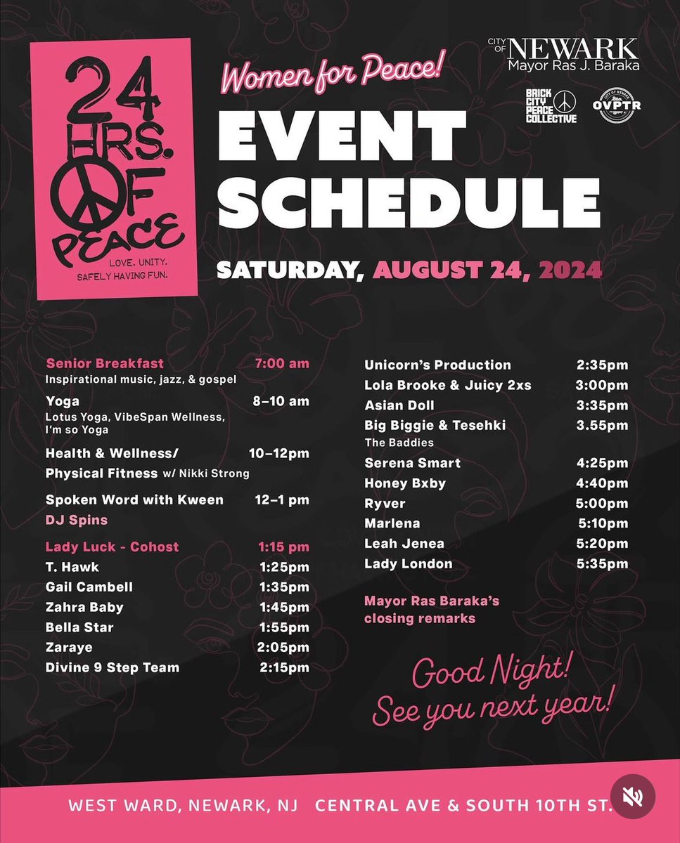 We outside today and tomorrow for 24 HRS of Peace. Headlined by <a href="/MYAPLANET9/">MYA</a> Lady London Special guest <a href="/ImroxanneShante/">Roxanne Shante</a> + More

We curated a segment of this year’s show through our <a href="/vibesinthecity/">Vibes In The City | Build Local Think Global</a> platform… Pull up. Early start time 5pm. Get there early 🤷🏽‍♂️