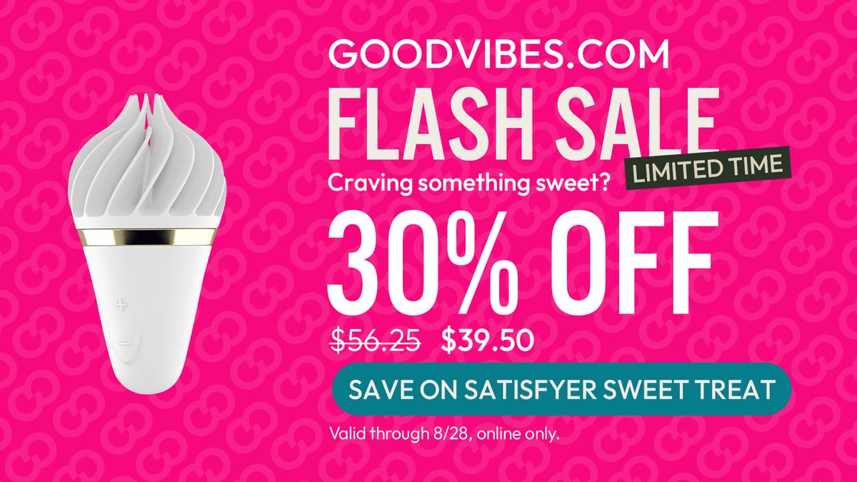 30% off Satisfyer Sweet Treat, through 8/28 only 🍦

goodvibes.com/sex-toys/p/GVD…