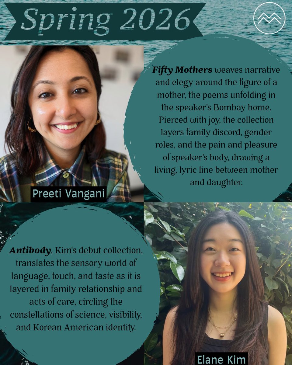 RiverRiverBooks's tweet image. Spring 2026

Fifty Mothers by Preeti Vangani

Antibody by Elane Kim