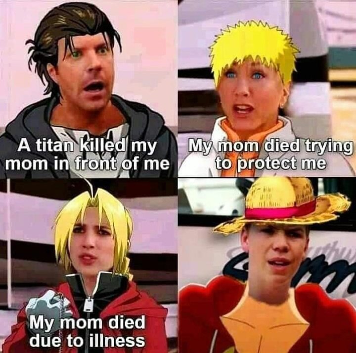 DailyOPMemes's tweet photo. Anime : One Piece x Naruto x AOT x FMAB https://t.co/67ZQyUfovS