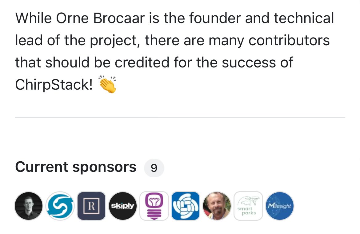 It took a while for me as <a href="/ingeniousthings/">ingeniousthings</a> to become a sponsor of <a href="/TheChirpStack/">ChirpStack</a> and finally did it as it powers <a href="/HeliumIoT/">HeliumIoT</a> service. Hope to be able to rise our monthly contribution with growing activity. This solution is really great ❤️